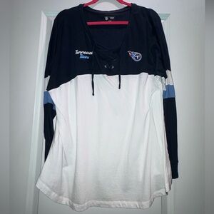 Tennessee Titans New Era Women's Athletic Varsity Lace-Up V-Neck Shirt